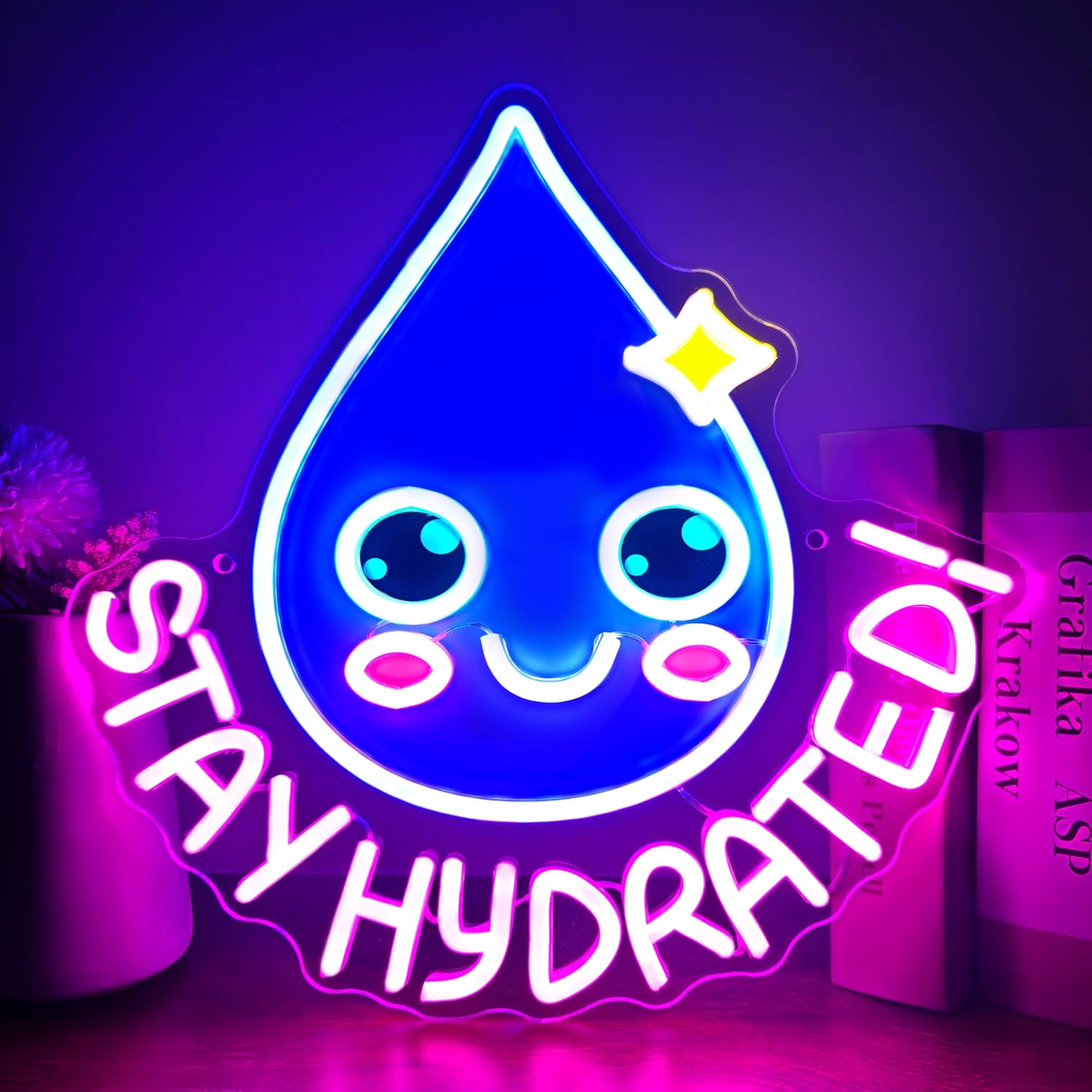 Health Wellness Gym - Insegna al Neon 'Stay Hydrated' Alimentata